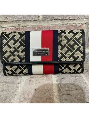 Tommy Hilfiger Black and Red Geometric Clutch